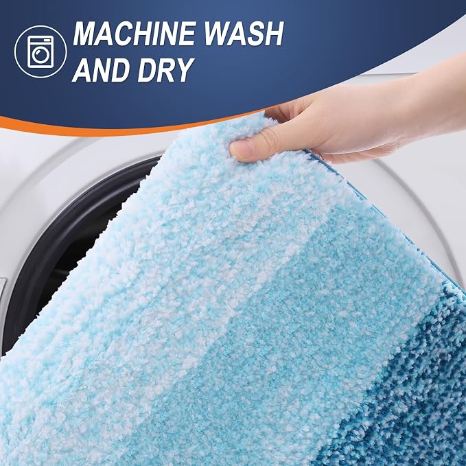 OLANLY Small Bathroom Rugs Mat 24x16, Extra Soft Absorbent Microfiber Bath Rugs, Rubber Backing, Quick Dry, Washable Bath Mats for Bathroom Floor, Tub and Shower, Home Decor Accessories, Peacock Blue