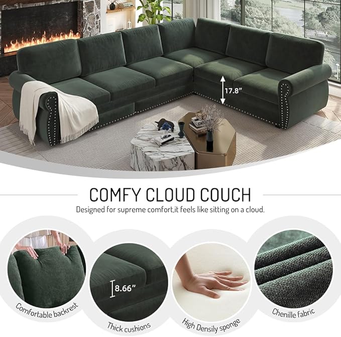 118" L-Shaped Sleeper Couch Bed