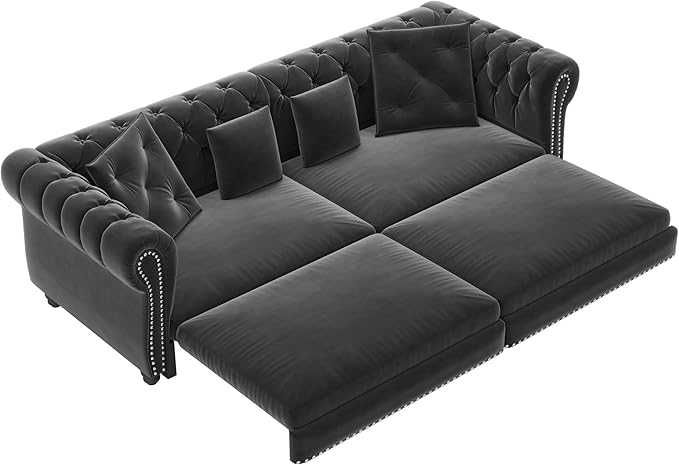89" Velvet Pull Out Sofa Bed