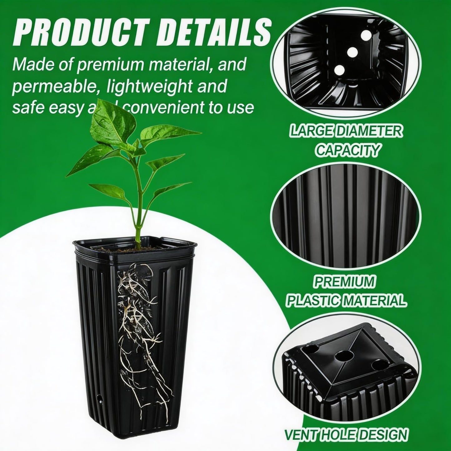 RimCereal 320 Pcs Tall Tree Pot 12.6'' 11.8'' 9.8'' Plastic Deep Nursery Tree Pot with Drainage Hole Black Seedling Plant Flower Container with Label, Garden Tool for Indoor Outdoor Garden, 9 Sizes