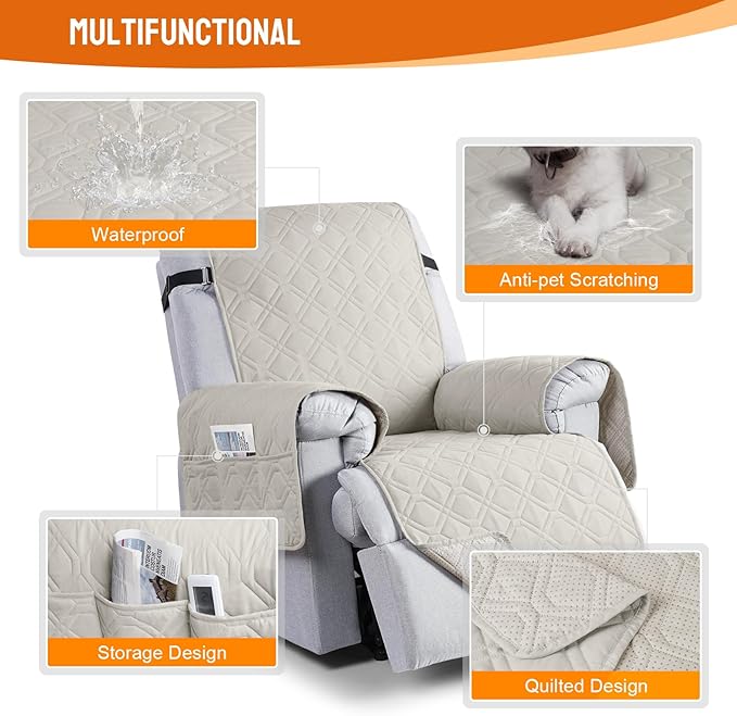 VANSOFY 100% Waterproof Recliner Chair Covers, Recliner Cover Non-Slip Dog
