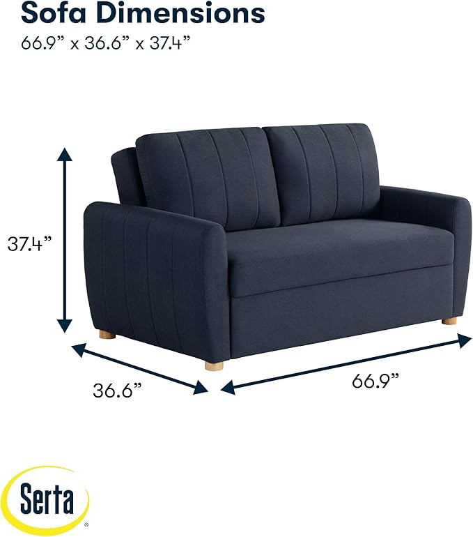 Serta® Galway 66.5" Full-Size Convertible Pop-up Sofa, Dream Coil® Comfort