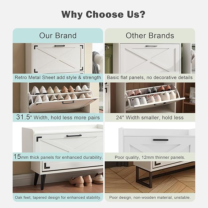 Barnyatoh Shoe Storage Cabinet, Farmhouse Shoe Organizer