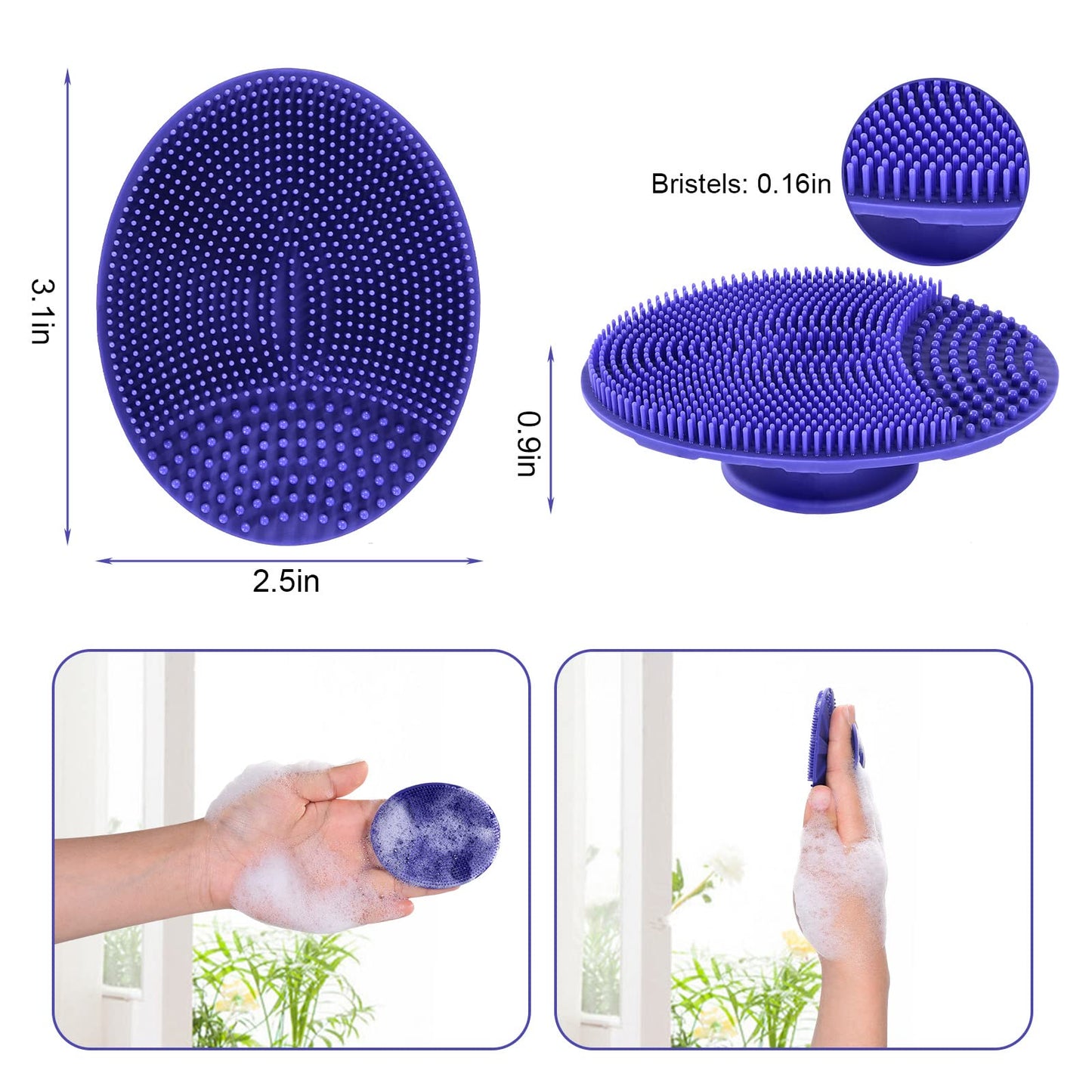 INNERNEED Super Soft Silicone Face Cleanser and Massager Brush Manual Facial Cleansing Scrubber Handheld Wash Pad for Sensitive, Delicate, Dry Skin (Pack of 4)