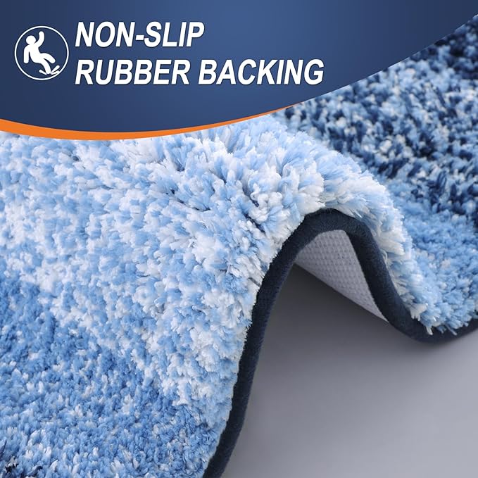 OLANLY Bathroom Runner Rugs Mat 47x24, Extra Soft Absorbent Microfiber Bath Rugs, Rubber Backing, Quick Dry, Washable Long Bath Mats for Bathroom Floor, Tub and Shower, Home Decor Accessories, Navy