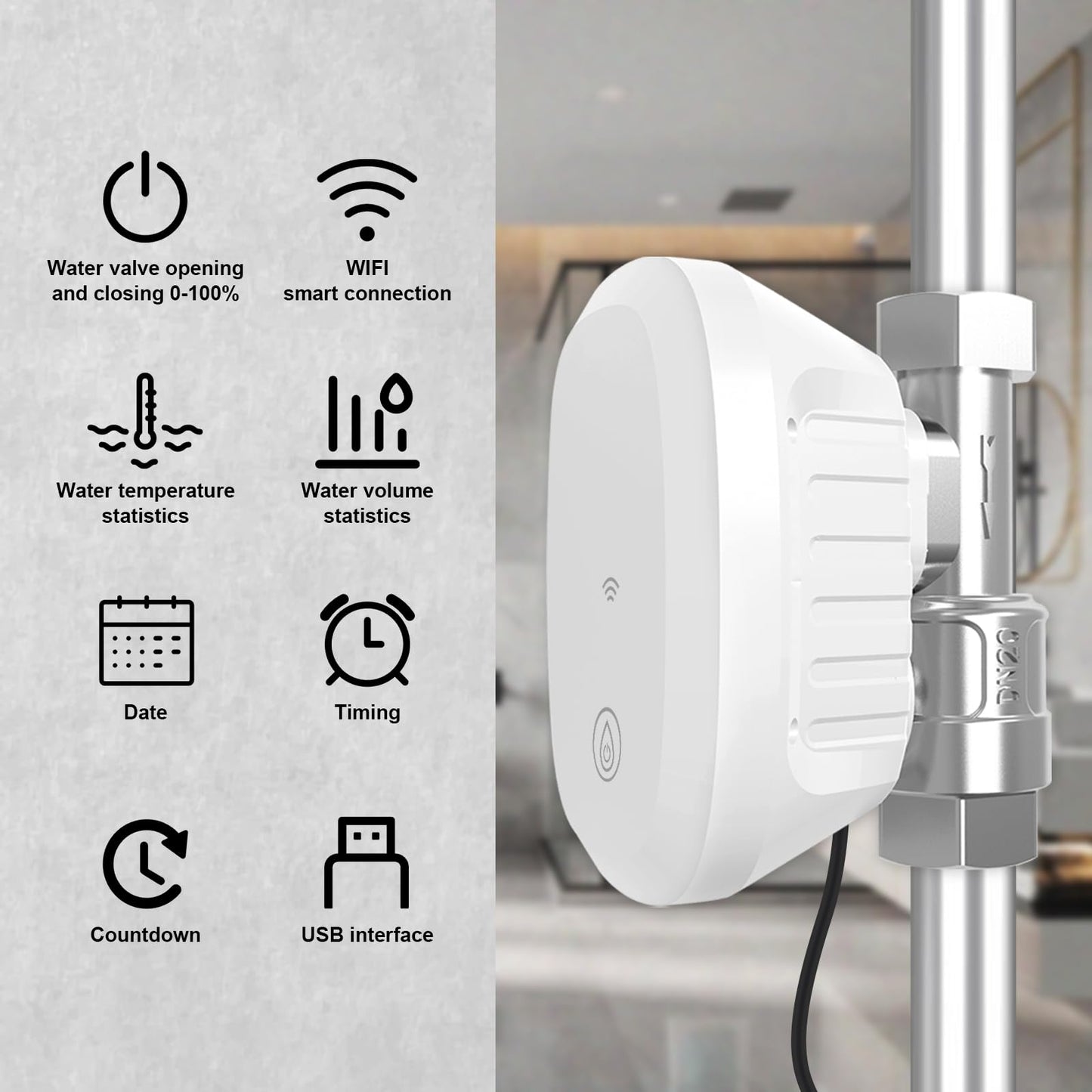 FRANKEVER DN20 Smart Water Valve 3/4 Smart Water Management System WiFi Remote Control Faucet Timer for Hose, Sprinkler Water Timer Auto Watering for Plants ,Compatible with Alexa,Google (DN20(3/4"))