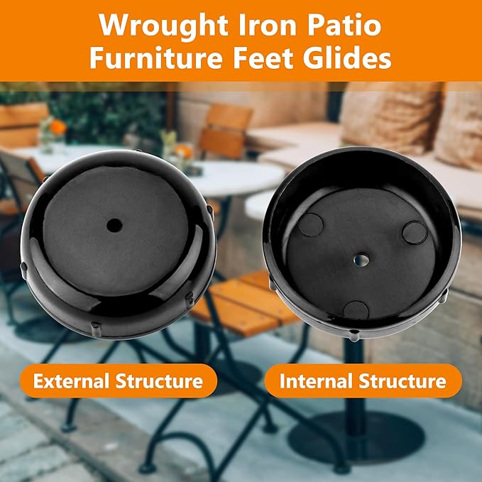 48-Pack Wrought Iron Patio Furniture Feet Caps 1-1/2 inch Round Plastic Outdoor