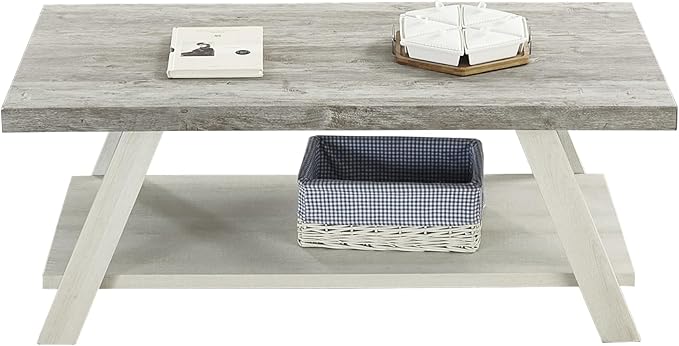 Contemporary Wood Coffee Table 48 in, Two-Tone Living Room Center Table