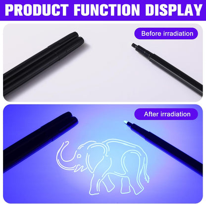 Tegeme 8 Pcs Black Light Markers Set 4 Invisible Ink Pen 4 Mini UV Flashlights Invisible Ink Marker Disappearing Pen for Class Prizes Spy Gift Party Favors(Silver and Black)