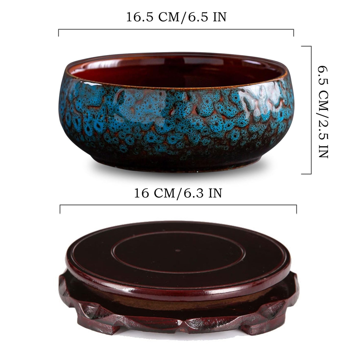 Lotus Bowl Planter, Lotus Bowls for Planting in Water Indoors,6.5-inch Round Succulent Flower Pot with Rotating Bracket, Leak-Proof Design, Suitable for hydroponic Plants, Succulents (Blue)