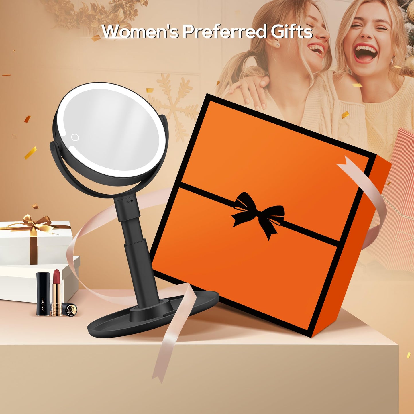 B Beauty Planet Makeup Mirror with Lights, Lighted Magnifying Mirror 30X with 3 Lighting and Adjustable Brightness, 2-Sided Height Adjustable Vanity Mirror for Bathroom, Gifts for Women White