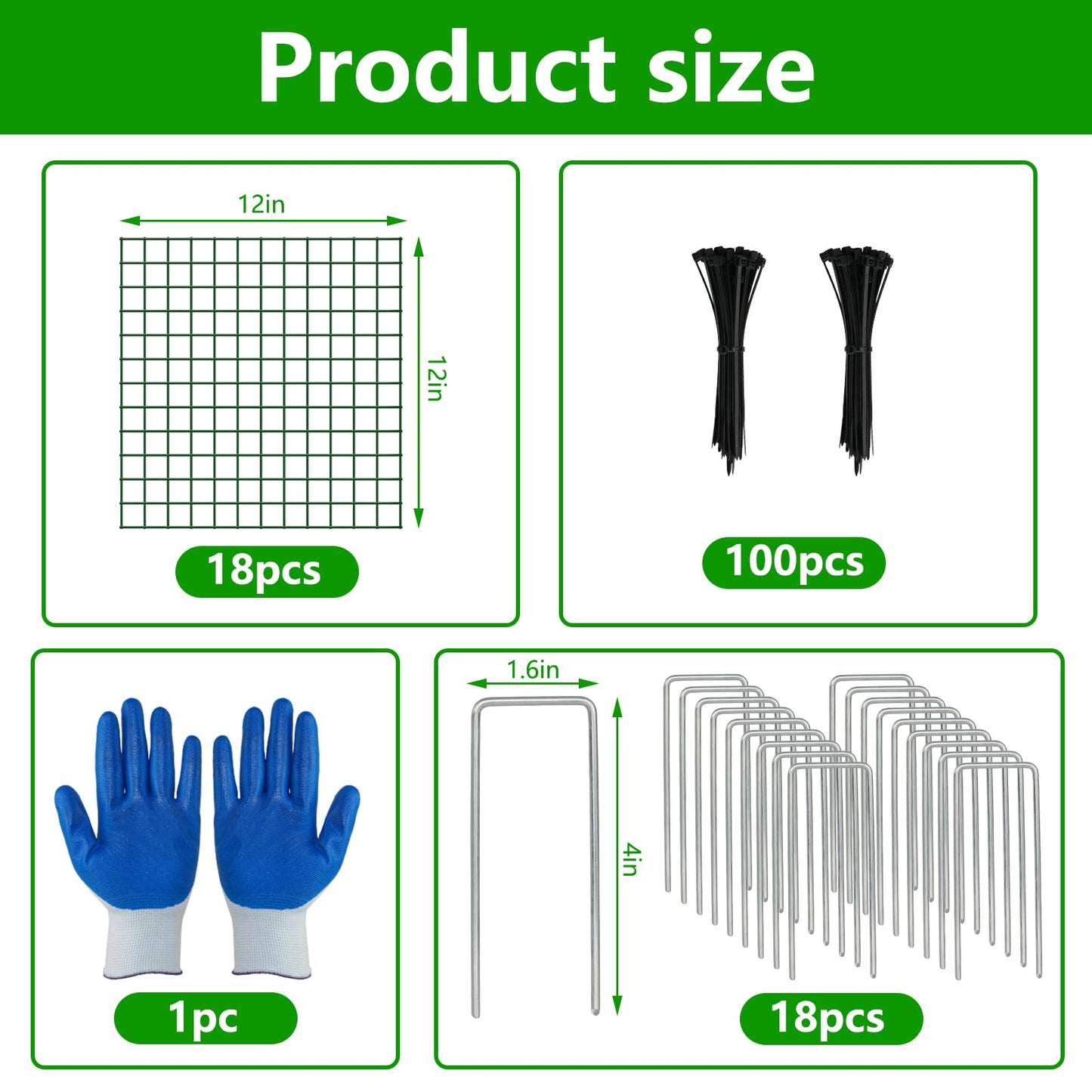 6 Pack Plant Protectors from Animals, 12''x12'' Metal Plant Cages for Outdoor Plants, Garden Plant Protector with Stakes & Zip Ties, Keep Rabbits Squirrels Out, Plant Cage for Flowers Vegetables
