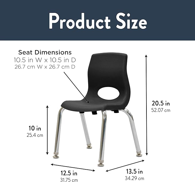 Children’s Factory MyPosture Plus 10" Chair, 2 Pack, Stackable Ergonomic