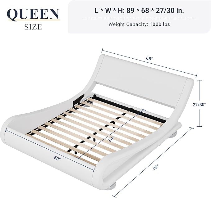 Allewie Queen Size Upholstered Platform Bed Frame