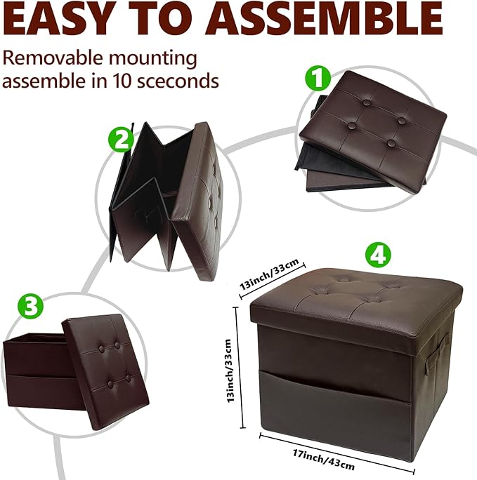 ALASDO Storage Ottoman Footrest Stool Small Ottoman