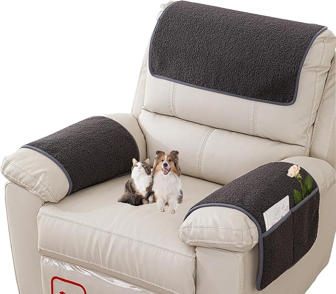 Armrest Covers - Arm Chair Covers Set of 3 Recliner Chair Covers,
