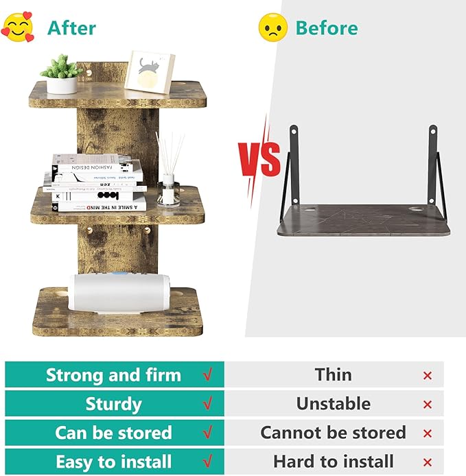 WALI Floating TV Shelf, 3 Tier Projector Shelf