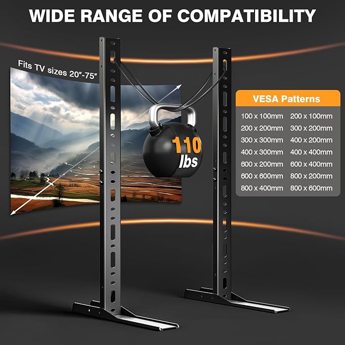 TAVR Universal Table Top TV Stand Mount, TV Legs