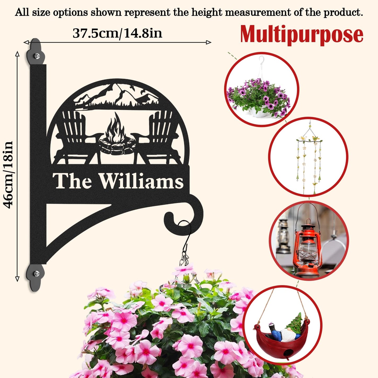 Kotagi Personalized Wall Plant Hanger Indoor Outdoor | Custom Heavy Duty Hanging Plant Brackets | Rust-Resistant Hanging Flower Lanterns Wind Chimes Brackets | Housewarming Gifts