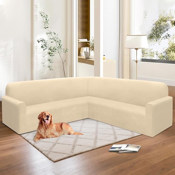 HDCAXKJ Corner Sectional Couch Covers Velvet Stretch L Shape Sofa Cover Soft