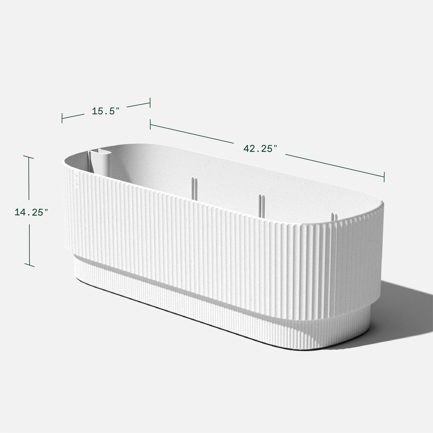 Veradek Demi Series Long Planter for Porch, Patio, Backyard | Durable Plastic-Stone Composite Material | Modern Décor for Shrubs, Flowers