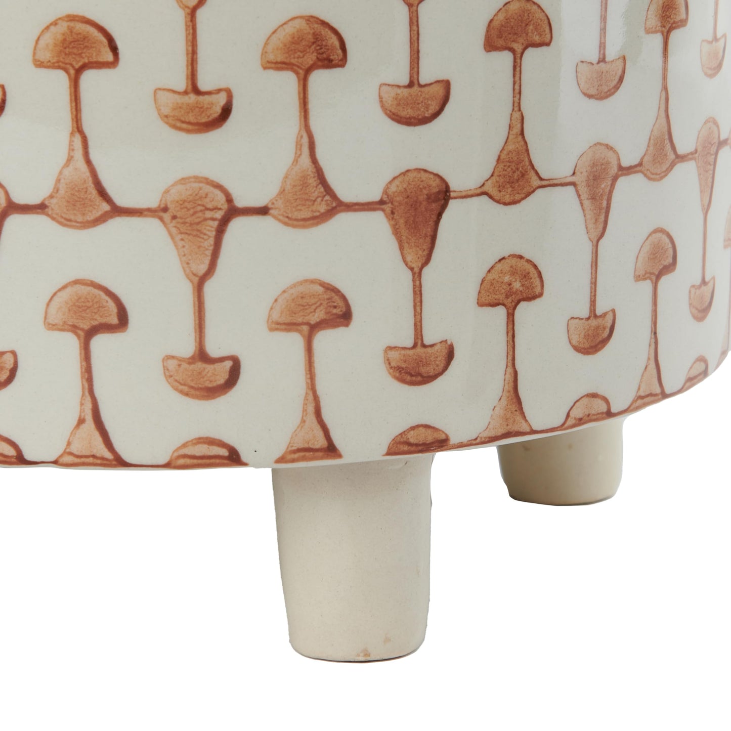 Creative Co-Op Footed Stoneware Planter with Abstract Print, Rust and White