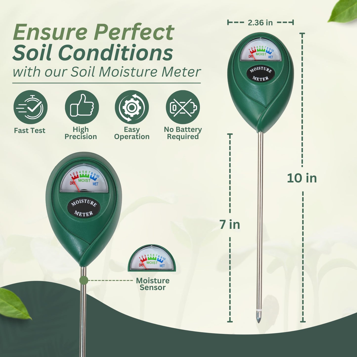 Garden Rituals - Soil Moisture Meter for Indoor Plants, Accurate Plant Soil Moisture Meter with Precision Sensors, Easy to Use, Compact and Ergonomic Design, The Ultimate Water Measurer for Plants