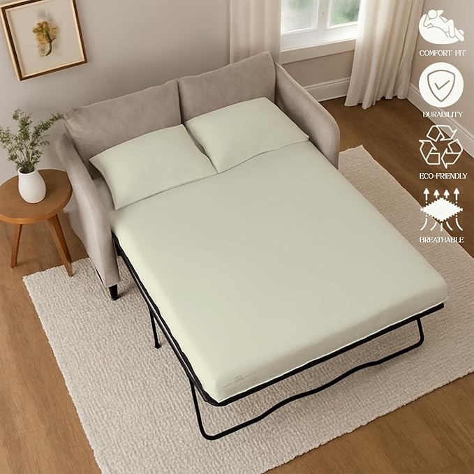 Sleeper Sofa Bed Sheet, 100% Cotton 400 Thread Count, 4 Piece Set, Deep Pocket