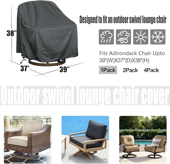 Outdoor Swivel Lounge Chair Cover 1 Pack, Waterproof Heavy Duty Outdoor Patio