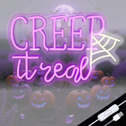 Creep It Real Neon Sign,Halloween Decor