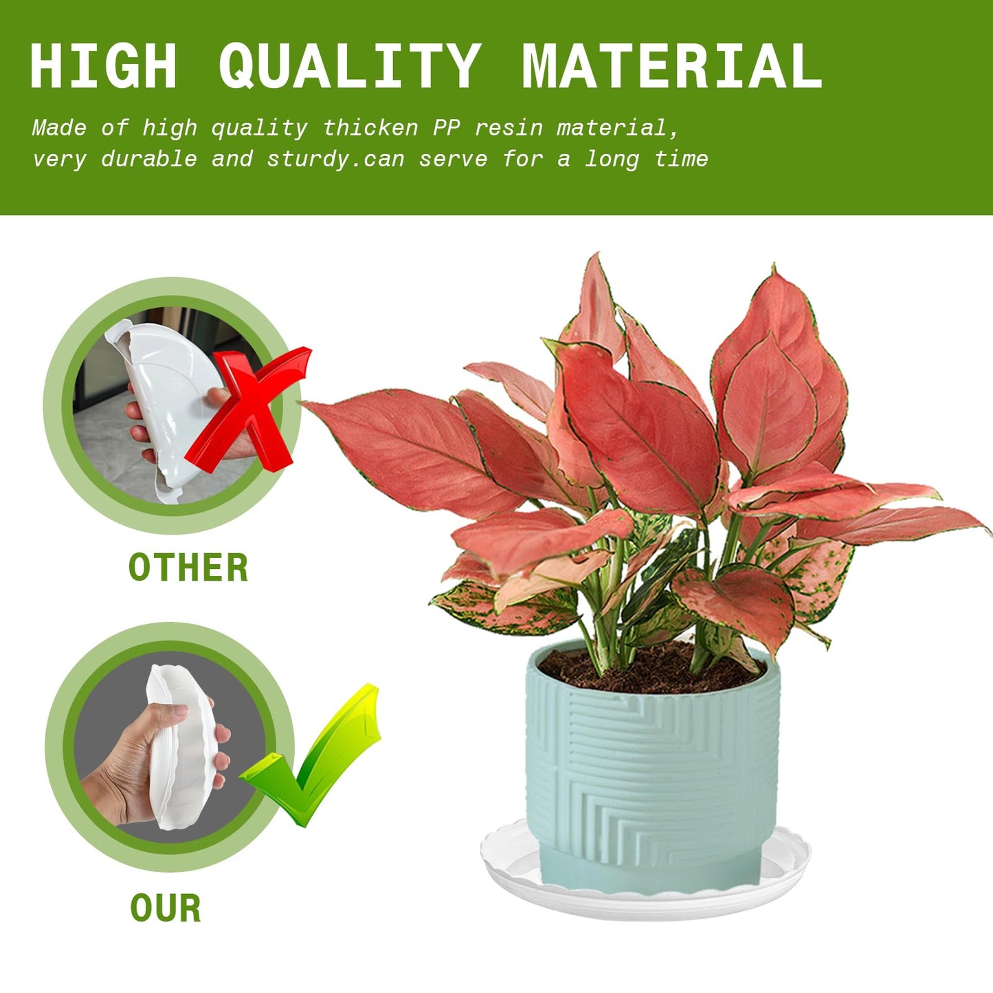 OFiSEXPT 15 Pcs Plastic White Round Wave Plant Saucer,6 Inch/8 Inch/10 Inch,Durable Duty Flower Plant Pot Drip Tray Container for Home Garden Indoor and Out Door Plant