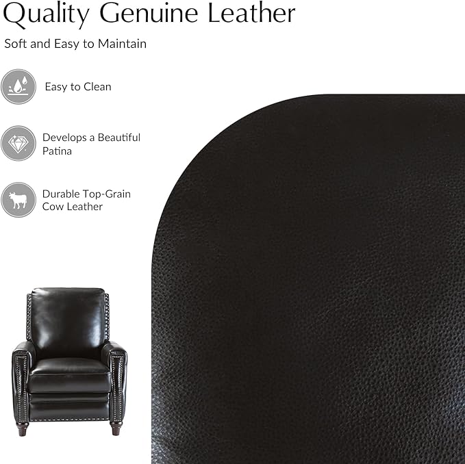 HULALA HOME Genuine Leather Manual Recliner Chairs Set of 2