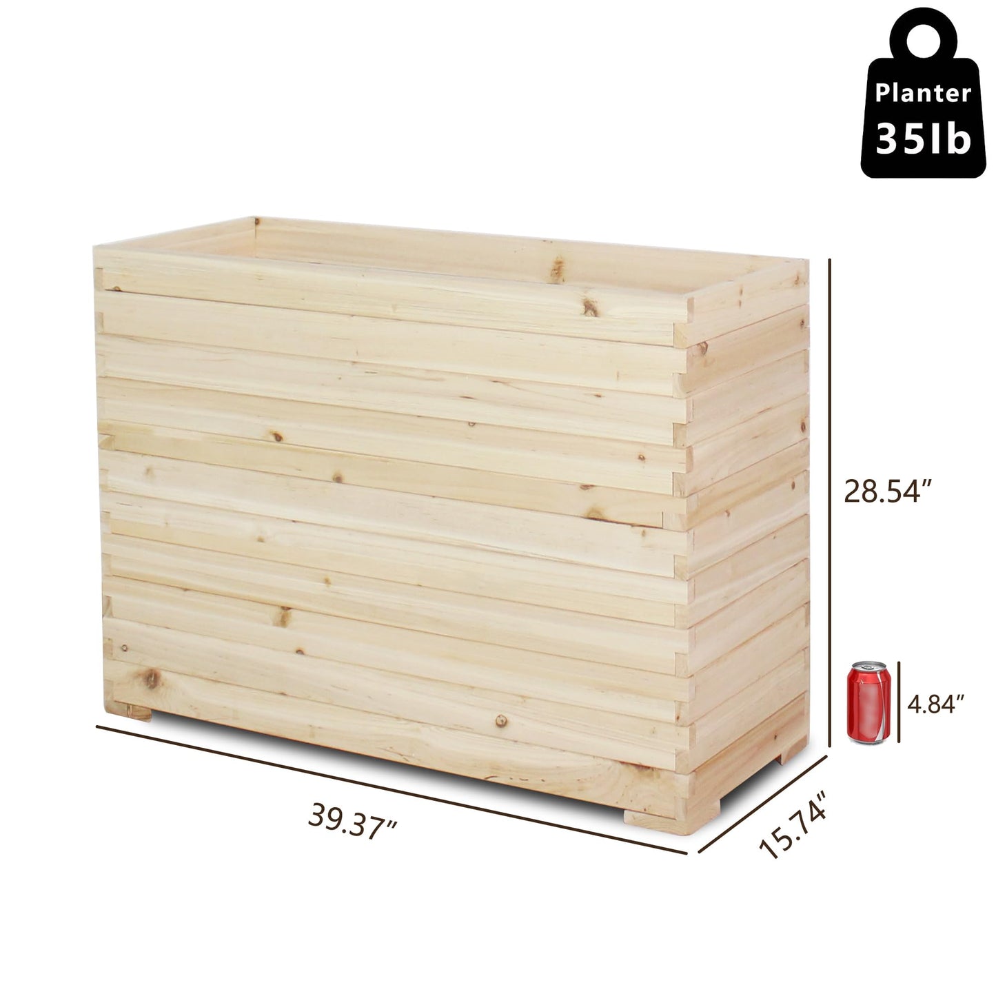 TRUEAURA Wood Raised Garden Bed, Rectangular Planter Box Outdoor Large Tall Trough 39"x28"x15" Flower Planters Boxes with Bottom for Plants Herb Patio Porch Balcony Privacy Screen