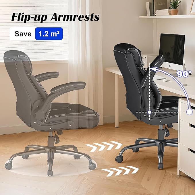 AnyGod 1Pcs Office Chair for Men Women Home Office Pu Leather High Back 360