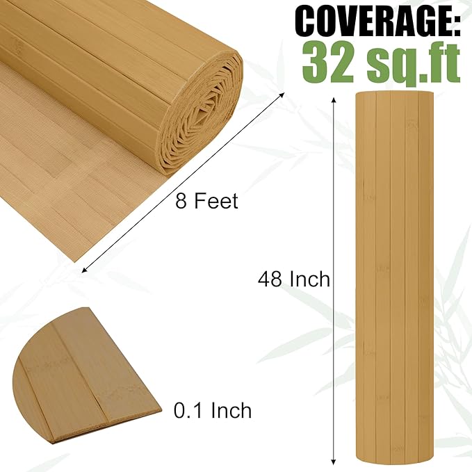 Bamboo Wall Panel for Interior Wall Decor, Renewable Pole Wrap Wainscoting Roll