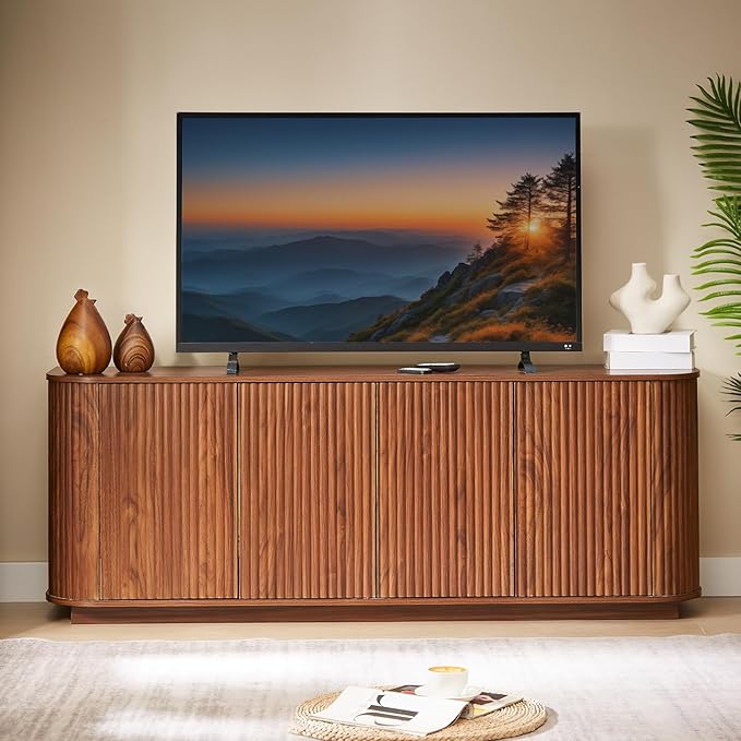64" Fluted TV Stand for TVs up to 75 inch, Modern Entertainment Center