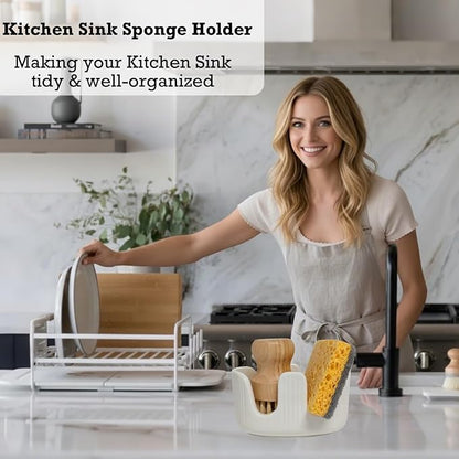 Ceramic Sponge Holder, 2-Slot Dish Sponge Holder