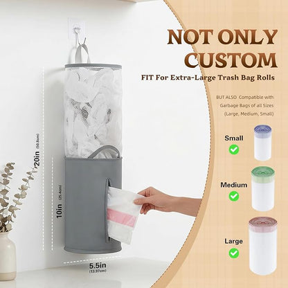 HOUSE AGAIN Bag Saver-Extra Large Plastic Bag Holder Dispenser, Organizer for Grocery Trash Roll,Oxford Machine Washable-Daily Storage Solution for Kitchen/Bathroom/Laundry (Deep Grey-2 pcs)