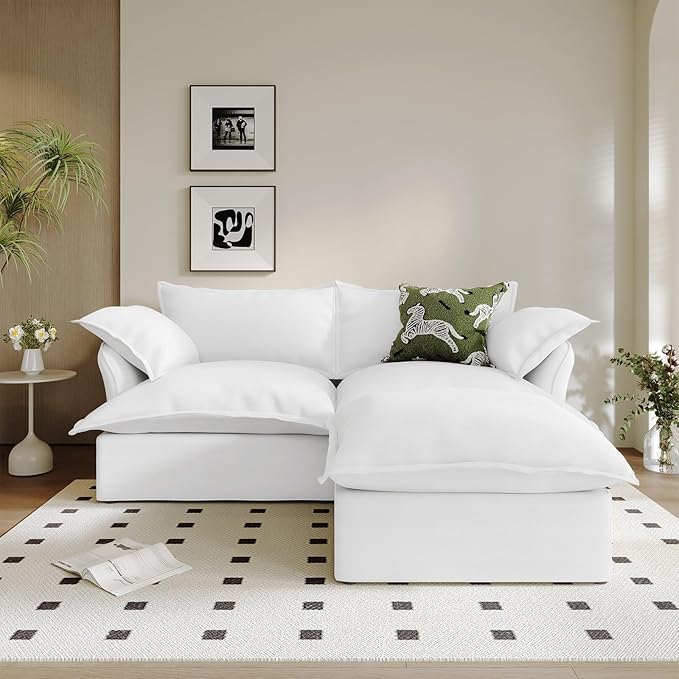 Waterproof Cloud Couch, 2 Seat L Shape Stain Resistant Modular Sectional Couch