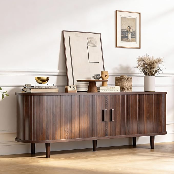 58" Mid Century Modern TV Stand, Wood TV Consoles