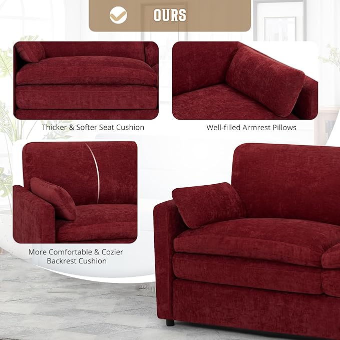 2 Pieces Chenille Sofa Set