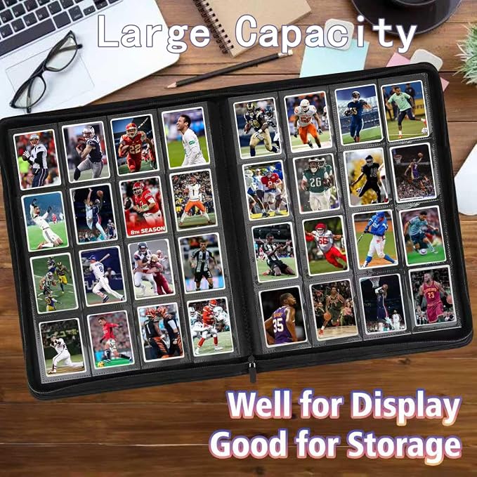 16 Pocket Trading Card Binder, 1664 Pockets Ringless PU Cover Card Collection Binder, Double Sided Card Binder Collector Album, Card Folder for MTG, TCG, Sports Cards, Game Card (Red, 16Pockets)