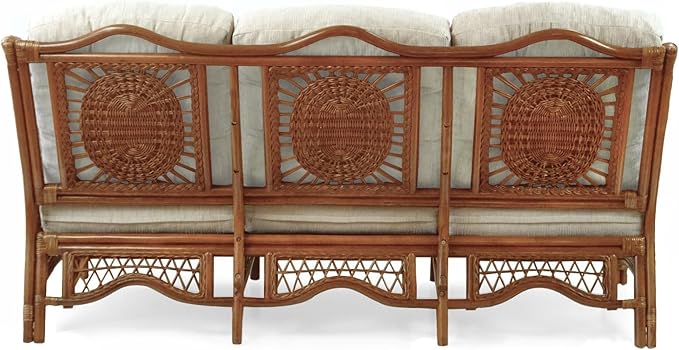 Malibu Lounge Set of 4: 2 Natural Rattan Wicker Chairs, Three-Seater Sofa