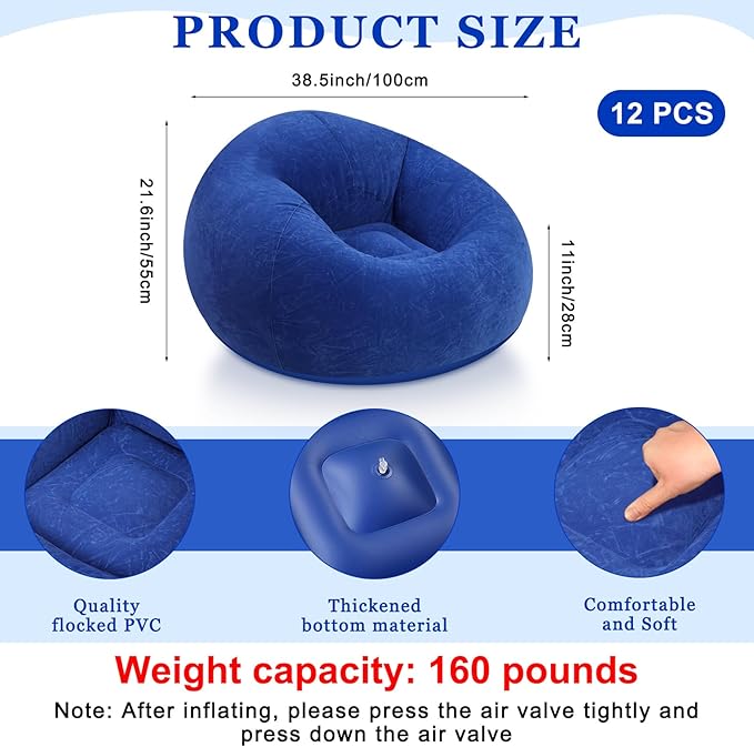 Realspring 6 9 12 Pcs Inflatable Bean Bag Chairs
