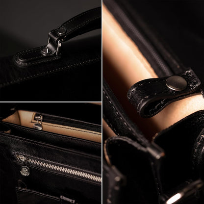 Time Resistance Leather Briefcase for Men - Italian Full Grain Leather Laptop Bag - Messenger Bag - Gift Box Included