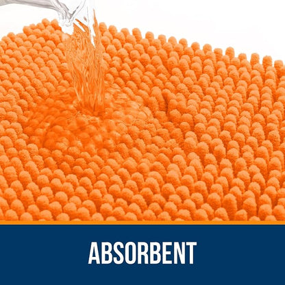 OLANLY Large Bathroom Rugs 47x32, Extra Soft Absorbent Chenille Bath Rugs, Rubber Backing Quick Dry, Machine Washable Bath Mats for Bathroom Floor, Tub and Shower, Home Decor Accessories, Orange
