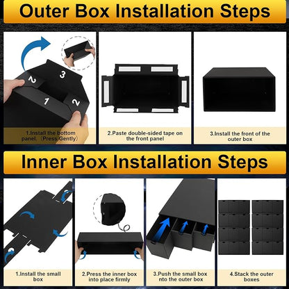 Trading Card Storage Box, 14400+ Card Organizer with 24 Inner Boxes & 72 Card Dividers, Fits Sleeved Cards & Toploaders for MTG, TCG, YGO, PTCG, Sports Cards, with Labels & Tapes