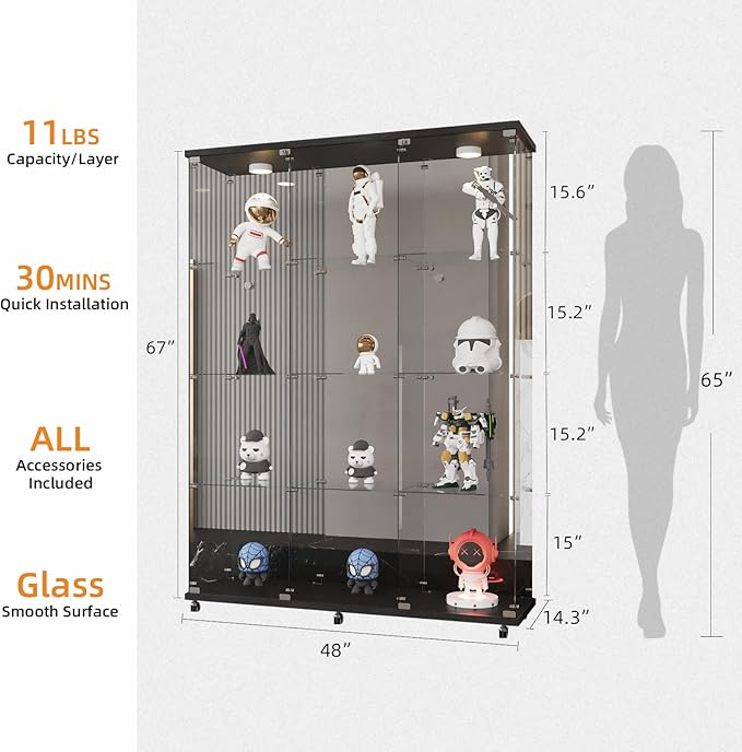 LFT HUIMEI2Y Glass Display Cabinet 12 Shelves