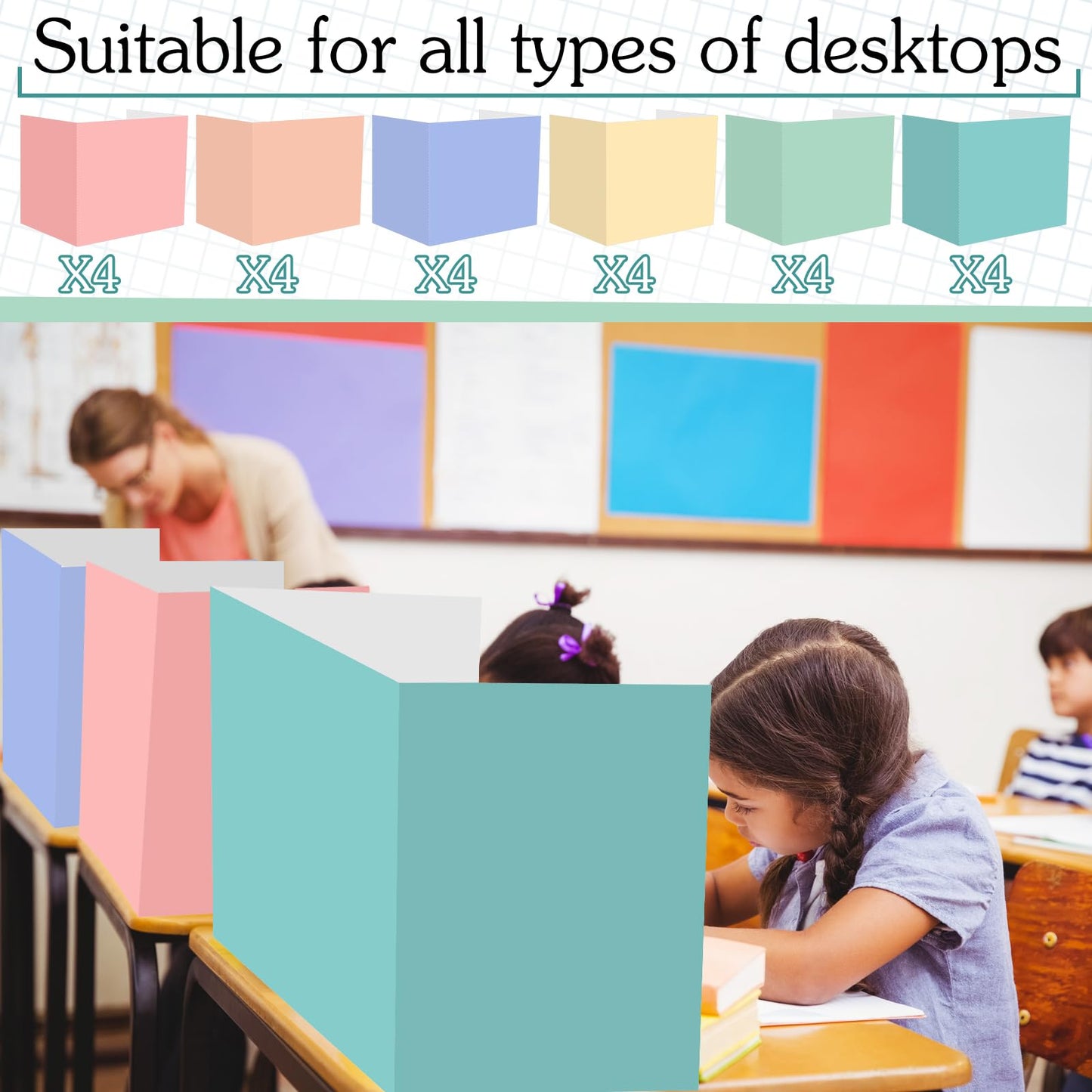 SATINIOR 24 Pcs Privacy Folders for Students, Desk Dividers for Classroom Testing, Student Privacy Boards Classroom Must Have, School Teacher Supplies