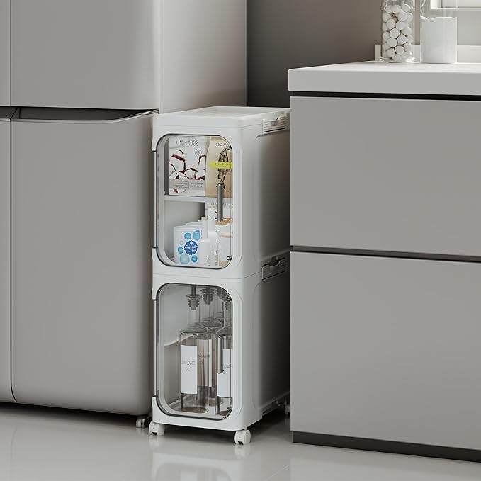2-Tier Narrow Storage Cabinet, Slim Bathroom Storage Cabinet